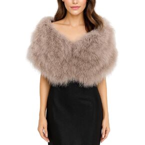 LVCOMEFF Natural Feather Shawl Turkey Feather Cape Small Stole Wrap for Party Wedding Clubwear in Saudi Arabia