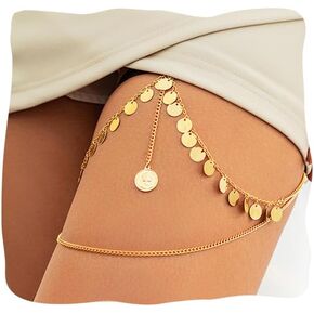 Layered Garters Boho Party Leg Garter Layered Thigh Chains Elasticity Gold Summer Thigh Chain for Women in Saudi Arabia