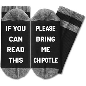 Funny Food Socks – If You Can Read This Bring Me Chipotle Socks, Novelty Gift for Burrito Taco Lovers, Comfy Cotton Blend.(032) in Kuwait