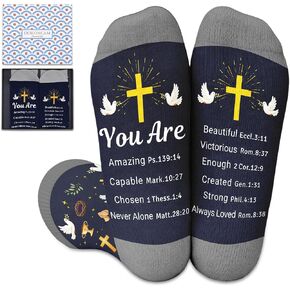 Faith Religious Jesus Socks for Boys Girls Christian Cross Socks for Women Men Confirmation Gifts for Teenager First Communion Gift College Dorm Room Essential Prayer Sock for Youth Boys Church Easter in Kuwait