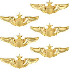 6 Piece Gold Pilot Wings Set – Flight Attendant Badge, Aviator Accessory for Uniform, Jacket, Airplane Costume, Flight School Graduation, Top Gun-Inspired Gift in Saudi Arabia