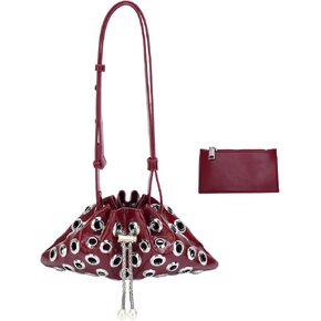 Trendy Drawstring Shoulder Hobo Bag for women Handbags, Metal Hole Cute Crossbody Purse with Adjustable Strap in Saudi Arabia