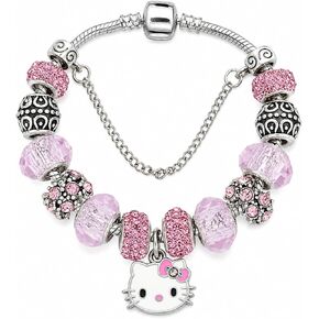 Cute Cat Charm Bracelet for Women, 2.4" Diameter Adjustable Enamel Bangle with Sparkly Cubic Zirconia and Simulated Gemstones, Kawaii Fashion Jewelry Gift for Birthday, Valentine’s Day, Christmas in Saudi Arabia