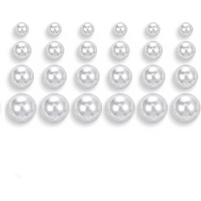 12 Pairs Pearl Stud Earrings for Women, Hypoallergenic Stainless Steel White Simulated Pearl Earrings Set for Sensitive Ears, Wedding Bridal Birthday Anniversary Christmas Gift in Saudi Arabia