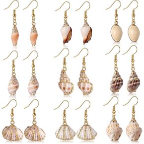 Tondiamo 9 Pairs Natural Seashell Earrings for Women Beach Summer Earring Jewelry Lightweighted Boho Earrings for Women Friend in Saudi Arabia