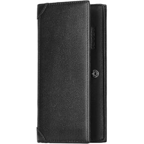 Men's Genuine Leather Slim Bifold Wallet RFID Blocking Long Wallet for Checkbook Credit Cards Large Capacity Multiple Card Slots (Black) in Saudi Arabia
