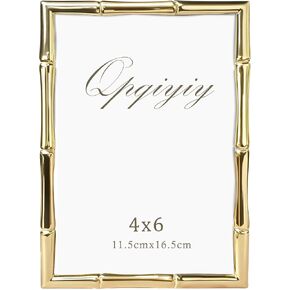 5x7 Silver Metal Picture Frame, Real Glass, Bamboo Accent, Wall Mount or Tabletop in Saudi Arabia