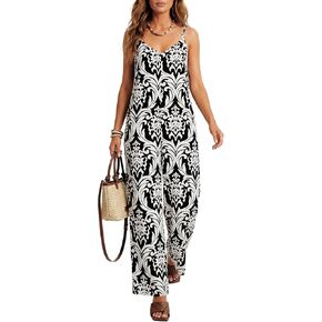 KIFOVEN Women's V Neck Spaghetti Strap Sleeveless Wide Leg Beach Jumpsuit with Pockets in Saudi Arabia
