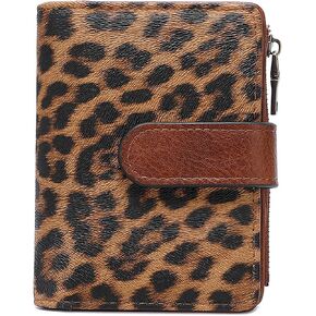 HAWILAND Women's Small Leather Wallet, RFID Blocking Wallet for Ladies with Photo, Card Holder for ID & Credit Card, Zipper Coin Purse (Leopard Print) in Saudi Arabia