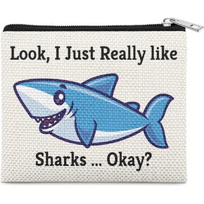 Ocean Themed Gifts Coin Purse Shark Gifts for Women Best Shark Lovers Week Gift for Women Coworker Friends Colleague Animals Lover Enthusiasts Birthday Christmas Mothers Day Gift Pocket Cosmetic Bag in Saudi Arabia