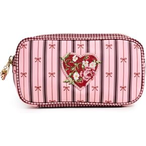 Stoney Clover Lane Women's Agua Bendita x Stripe Bow Small Pouch, Ribbon Stripe, Small in Saudi Arabia