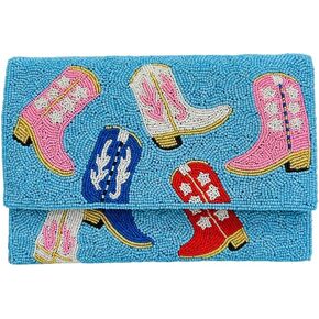Cowgirl Beaded Boots Clutch Handcrafted Western Style Evening Bag in Saudi Arabia
