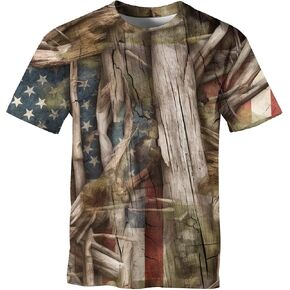 American Flag T-Shirt Camouflage Shirts for Men Hunting Camo Patriotic Short Sleeve in Saudi Arabia