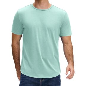 JEMLDL Men's Casual T Shirt Short Sleeve Cotton Blend T-Shirts Curved Hem Crewneck Summer Classic Basic Tee Shirts S-5XL in Saudi Arabia