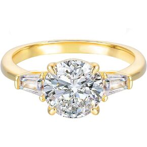 14K Gold Three Stone Engagement Ring 2.0CT Round Brilliant Cut VVS1 Clarity Simulated Diamond Promise Rings for Women in Saudi Arabia