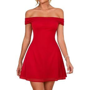 XXTAXN Women's Sexy Bodycon Mesh Off The Shoulder Short Sleeve Slim Fit Party Night Mini Dress in Saudi Arabia