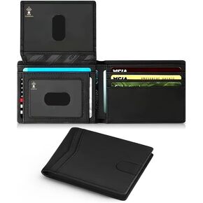 Slim Wallet for Men RFID Blocking, Carbon Fiber Minimalist Bifold Wallet with ID Window, Front Pocket Wallet Thin Leather Credit Card Holder (Carbon Fiber Black) in Saudi Arabia