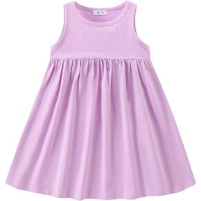 AIWUHE Toddler Girls Dress Cotton Summer Dresses Kids Casual Sleeveless Fashion Solid Color T-Shirt Dress Playwear Sundress in Saudi Arabia