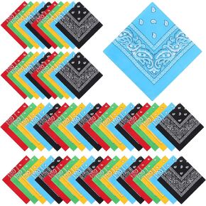 50 Pcs 21.26 Inch Bandanas Bulk for Women Men Cowboy Paisley Polyester Head Wrap Necktie Face Cover Multipurpose Handkerchief Retro Scarf 10 Colors in Saudi Arabia