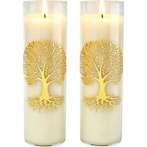 The Tree of Life Pure Beeswax Candles, Single Glass Pack - 160-Hour Burn Time, Clean Burning Long-Lasting Eco-Friendly Candle for Meditation, Prayer & Gift Giving (2, White) in Saudi Arabia