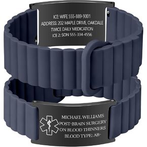 Custom Medical ID Bracelet Personalized Engraving, Adjustable Silicone Strap, Comfort Fit, Waterproof Sport Medical Alert Bracelet for Men & Women, Personalized Medic Gifts in Saudi Arabia
