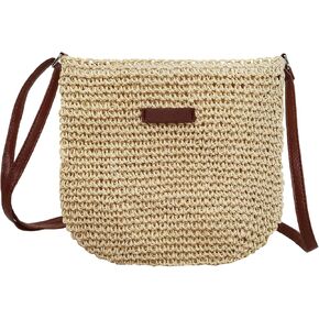 Straw Crossbody Bag for Women Beach Shoulder Handbag Woven Straw Purse Casual Beachy Tote 10×9 Inch with Adjustable Strap for Summer Vacation Travel Essential Daily Bag in Saudi Arabia