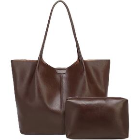 Women's Oversized Vegan Leather Tote Bag Set, Large Capacity Spacious Work Shopper Handbag for Travel College Daily Weekender in Saudi Arabia