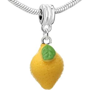 Sexy Sparkles Resin Lemon Yellow Fruit Dangle Charm Pendant for European Snake Chain Bracelets in Saudi Arabia