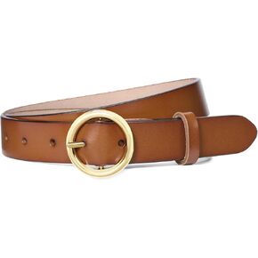 Women Genuine Leather Belt for Pants Jeans Dress Fashion Ladies Waist Belt with Circle Gold Buckle in Saudi Arabia