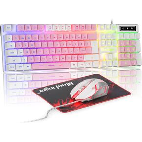 بلو فينغر مجموعة كيبورد العاب RGB وماوس باضاءة خلفية، كيبورد سلكي بمنفذ USB، مجموعة ماوس وكيبورد العاب باضاءة LED للابتوب والكمبيوتر والالعاب والعمل in Kuwait