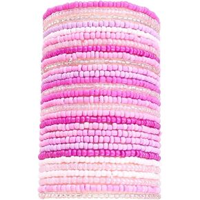 Cute Pink Beaded Bracelets Stackable Stretch Boho Bracelets Multicolor Pink Beads Trendy Jewelry for Summer Everyday Outfits Beach Jewelry Gift for Her in Saudi Arabia
