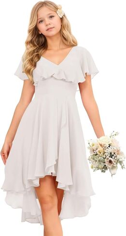 Junior Bridesmaid Dresses Short Chiffon Flower Girl Dress for Wedding Pageant Formal Girls Bridesmaid Dress in Saudi Arabia