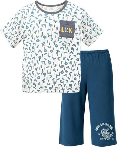 LUCKYLI Toddler Boy's Clothing Sets Kids 2 Piece Summer Outfits Short Sleeve T-Shirt and Short Boys Clothes 3-8 Years in Kuwait