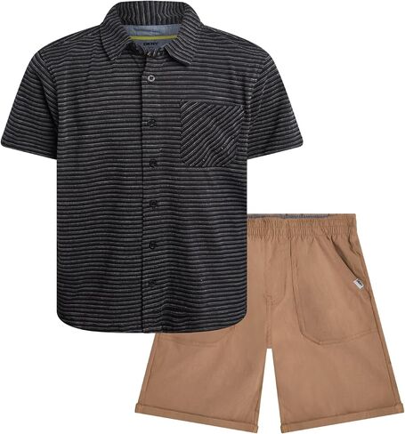 DKNY Boys Shorts Set - 2 Piece Short Sleeve Collared Button Down Shirt and Matching Shorts for Boys (Sizes: 8-12) in Saudi Arabia