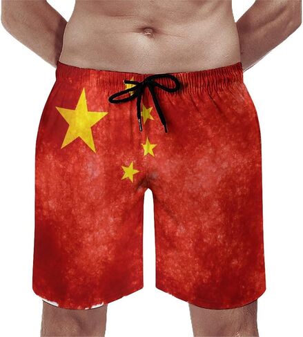 Zakqeik Men's Summer Guyana Flag Map Swim Trunks Quick Dry Surf Boardshorts Bathing Suit Shorts with Pockets in Saudi Arabia