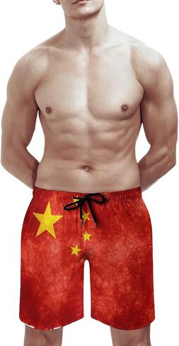 Zakqeik Men's Summer Guyana Flag Map Swim Trunks Quick Dry Surf Boardshorts Bathing Suit Shorts with Pockets in Saudi Arabia