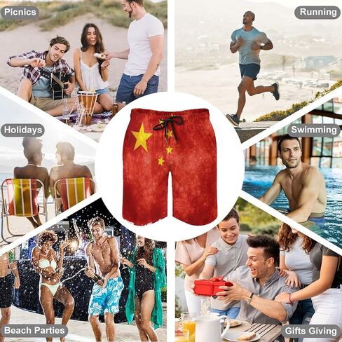 Zakqeik Men's Summer Guyana Flag Map Swim Trunks Quick Dry Surf Boardshorts Bathing Suit Shorts with Pockets in Saudi Arabia