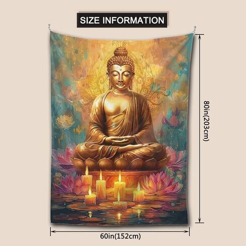 Candle Zen Tapestry Buddha Tapestry Spiritual Meditation Wall Hanging Buddhist Wall Art Indian Zen Lotus Flower Tapestries Sacred Yoga Room Decor Wall Hanging For Bedroom Living Room Decor 60"X80" in Saudi Arabia