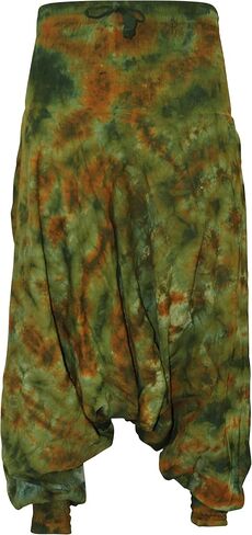 سروال فضفاض من Shopoholic Fashion Tie Dye ملون هيبي بوهو فضفاض، 27 in Kuwait
