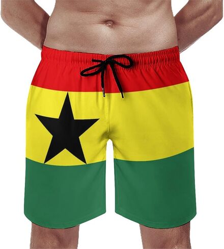 Zakqeik Men's Summer Guyana Flag Map Swim Trunks Quick Dry Surf Boardshorts Bathing Suit Shorts with Pockets in Saudi Arabia