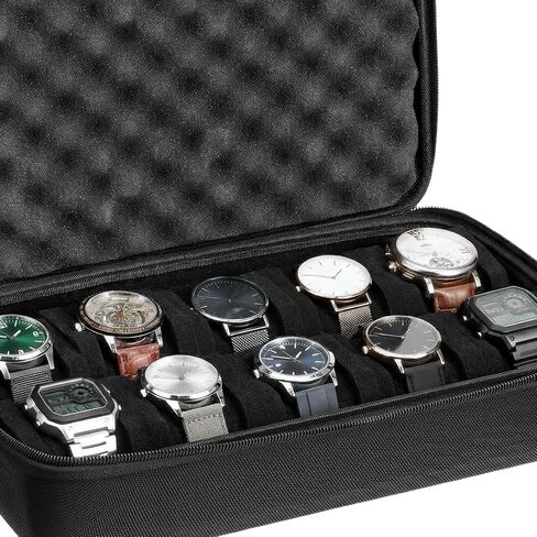 10 Slot Watch Storage Box, Hard Watch Travel Case Bag with Soft Pillow, Watch Display Organizer, Fit Watches Up to 55 mm Face in Saudi Arabia