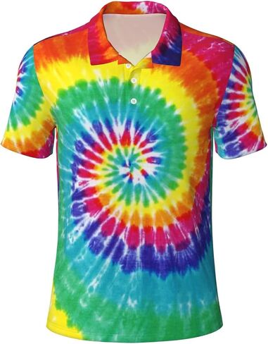 Tie Dye Men's Casual Polo Shirts, Short Sleeve Golf Shirts Fashionable Quick Dry Men's Shirts in Kuwait