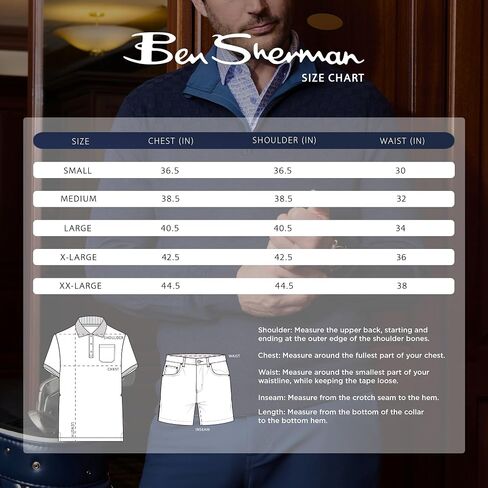 قميص بولو Ben Sherman الرياضي المناسب للرجال - ماص للرطوبة، مقاوم للرائحة، حماية من أشعة الشمس UPF+ in Kuwait