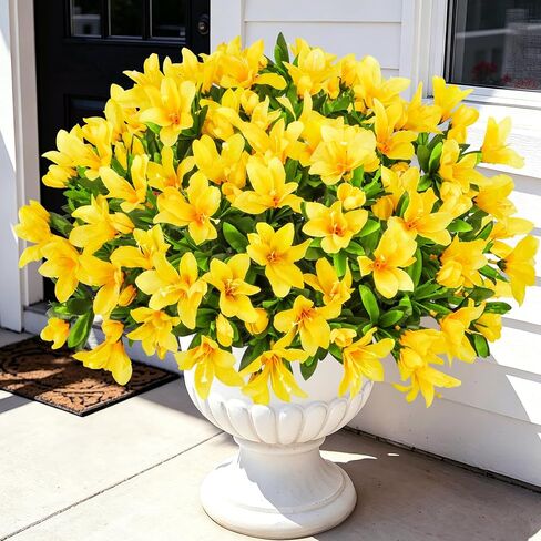 Ouddy Decor 8 Bundles Artificial Flowers for Outdoors, Fake Silk Flowers Azalea Plants UV Resistant for Summer Front Door Planter Garden Patio Window Box Balcony Walkway Home Decor, Purple in Saudi Arabia