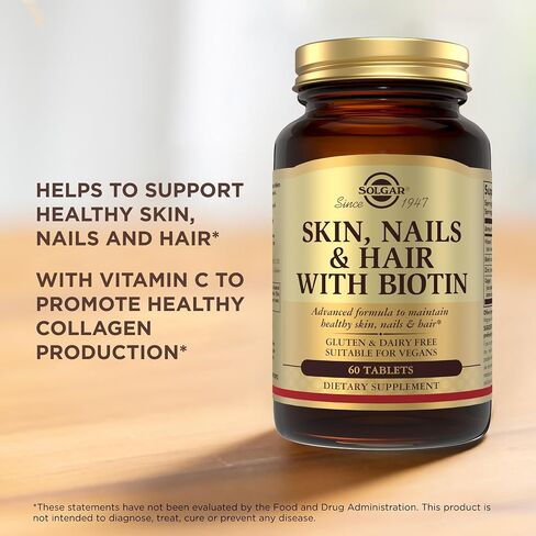 Solgar Skin, Nails & Hair with Biotin - 60 Tablets - with Vitamin C to Promote Healthy Collagen Production - 30 Servings in Kuwait