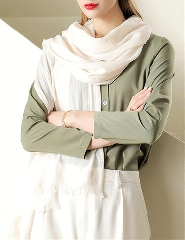 Cotton Linen Long Scarf for Women Lightweight Hijab Shawl Vintage Summer Travel Scarf with Edge 71 * 35in in Saudi Arabia