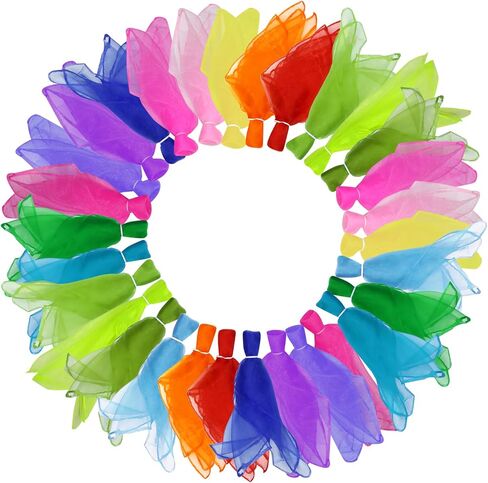 Uenhoy 60 Pack Juggling Scarves 24 Inches, Square Dance Scarves Props Magic Tricks Music Movement Scarf for Kids to Play with, 15 Colors in Kuwait