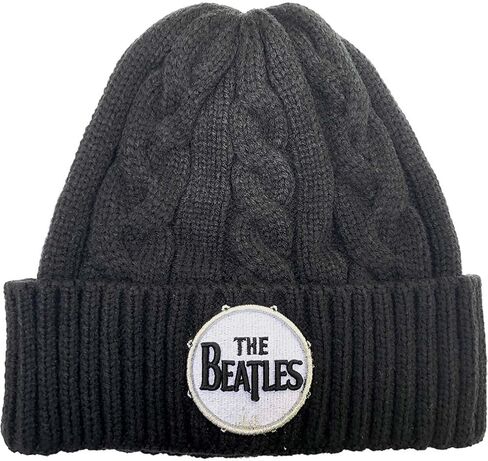 Beatles Men's Drum Logo (Cable Knit) Beanie Black in Saudi Arabia