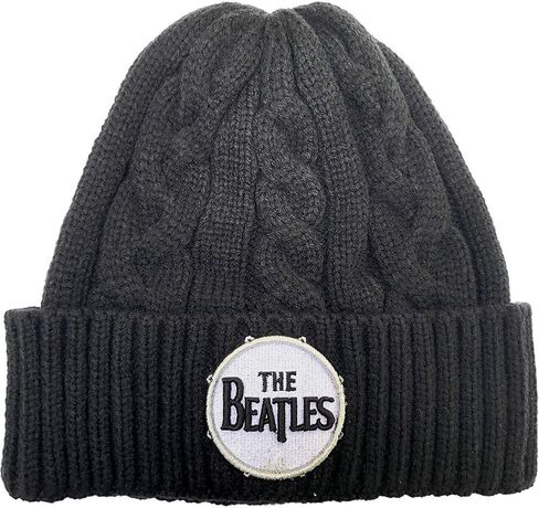 Beatles Men's Drum Logo (Cable Knit) Beanie Black in Saudi Arabia