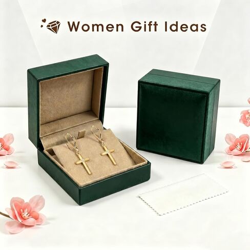 14K Gold Cross Earrings for Women D Color VVS1 Moissanite Dangle Drop Earrings Gold Leverback Earrings Minimalist Religion Jewelry Gift for Women in Saudi Arabia